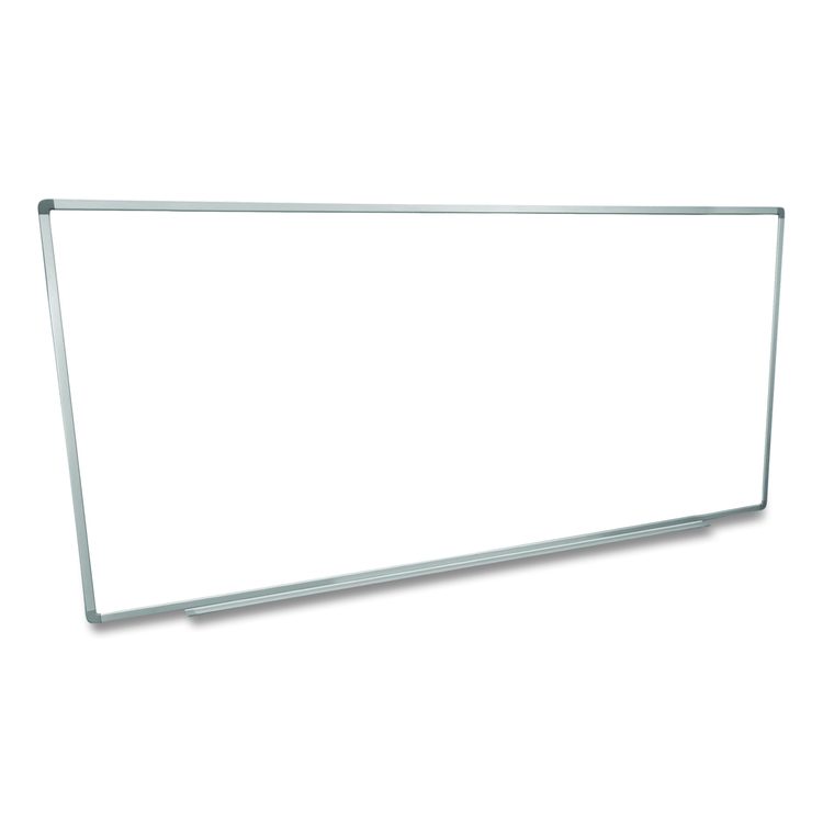 Wall-Mounted Magnetic Whiteboard, 96" x 40", White Surface, Silver Aluminum Frame