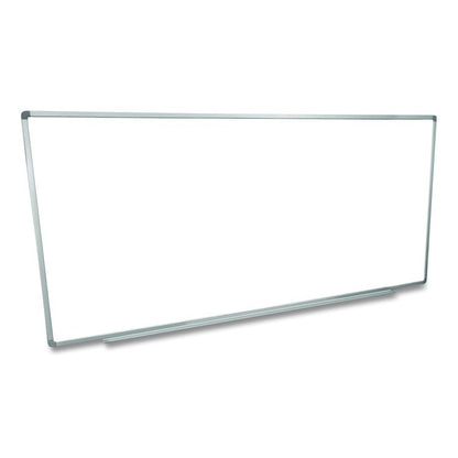 Wall-Mounted Magnetic Whiteboard, 96" x 40", White Surface, Silver Aluminum Frame