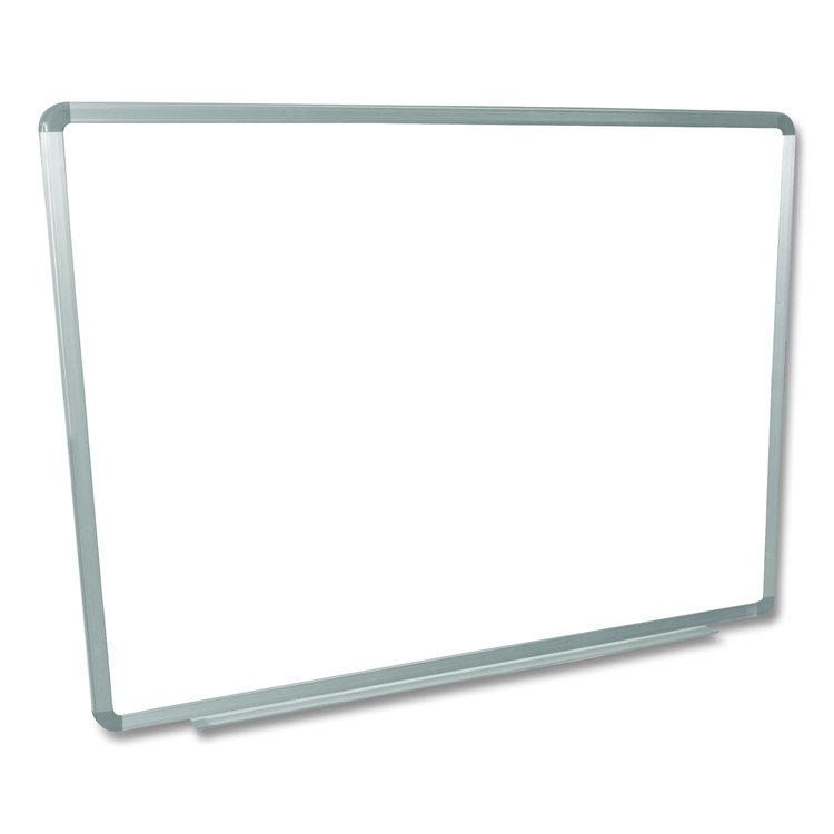 Wall-Mounted Magnetic Whiteboard, 48" x 36", White Surface, Silver Aluminum Frame