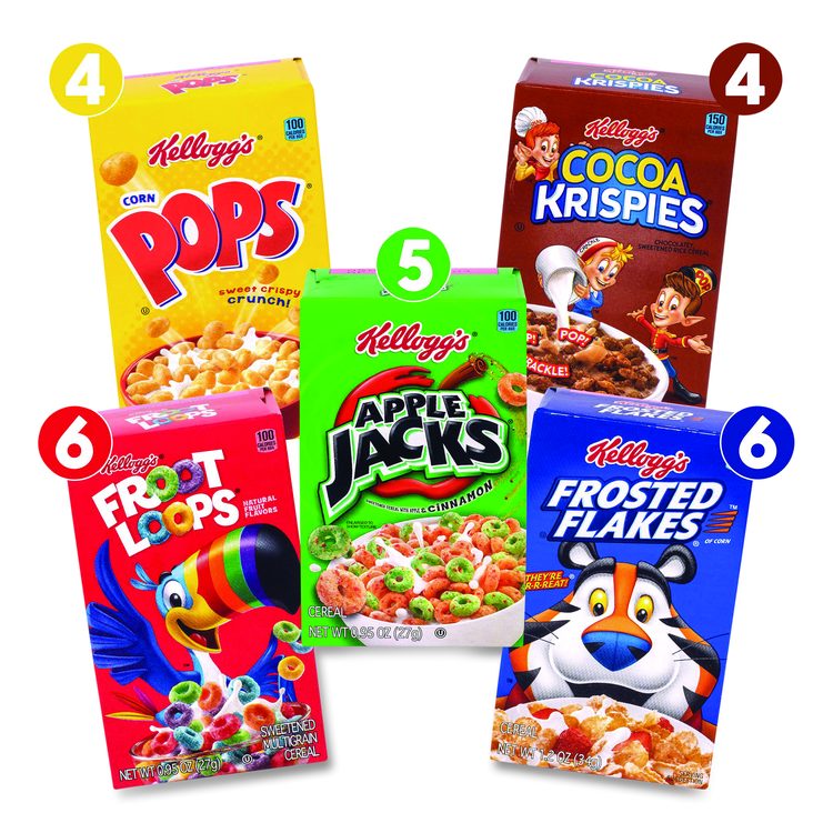 Cereal Assortment Pack, Assorted Flavors, Single Serve Box, 25/Carton