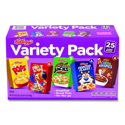 Cereal Assortment Pack, Assorted Flavors, Single Serve Box, 25/Carton