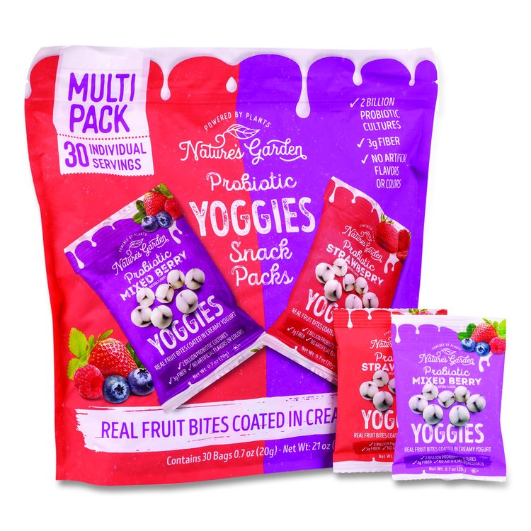 Probiotic Yoggies Variety Snack Pack, Assorted Flavors, 0.7 oz Bag, 30/Carton
