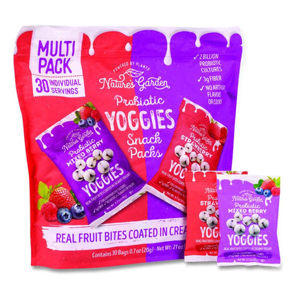 Probiotic Yoggies Variety Snack Pack, Assorted Flavors, 0.7 oz Bag, 30/Carton