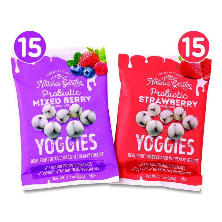 Probiotic Yoggies Variety Snack Pack, Assorted Flavors, 0.7 oz Bag, 30/Carton