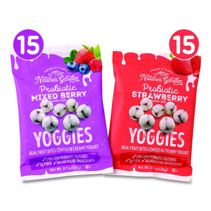 Probiotic Yoggies Variety Snack Pack, Assorted Flavors, 0.7 oz Bag, 30/Carton