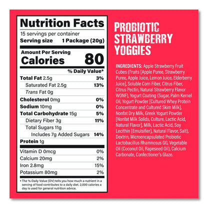 Probiotic Yoggies Variety Snack Pack, Assorted Flavors, 0.7 oz Bag, 30/Carton
