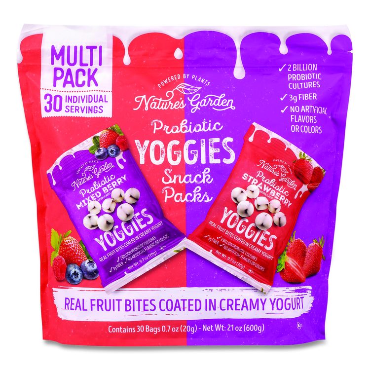 Probiotic Yoggies Variety Snack Pack, Assorted Flavors, 0.7 oz Bag, 30/Carton