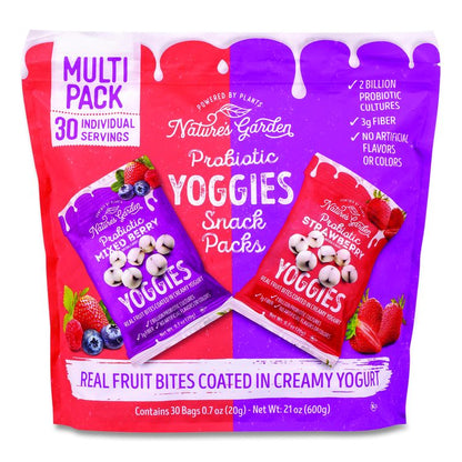 Probiotic Yoggies Variety Snack Pack, Assorted Flavors, 0.7 oz Bag, 30/Carton