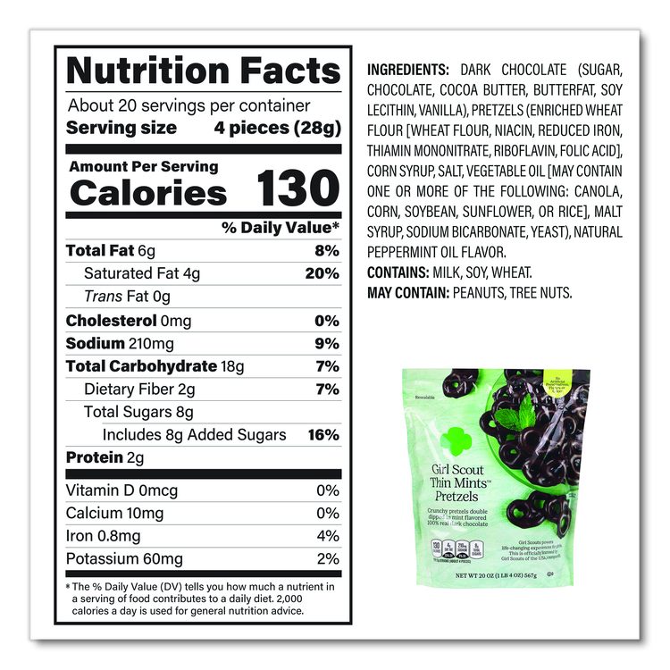 Thin Mints Pretzels, Mint Chocolate, 20 oz Bag