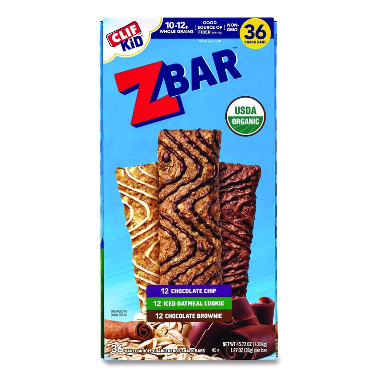 Kid Organic Zbar Granola Bars Variety Pack, Assorted Flavors, 1.27 oz Bar, 36/Carton
