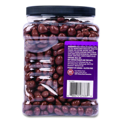 Milk Chocolate Covered Raisins, 50 oz Jar