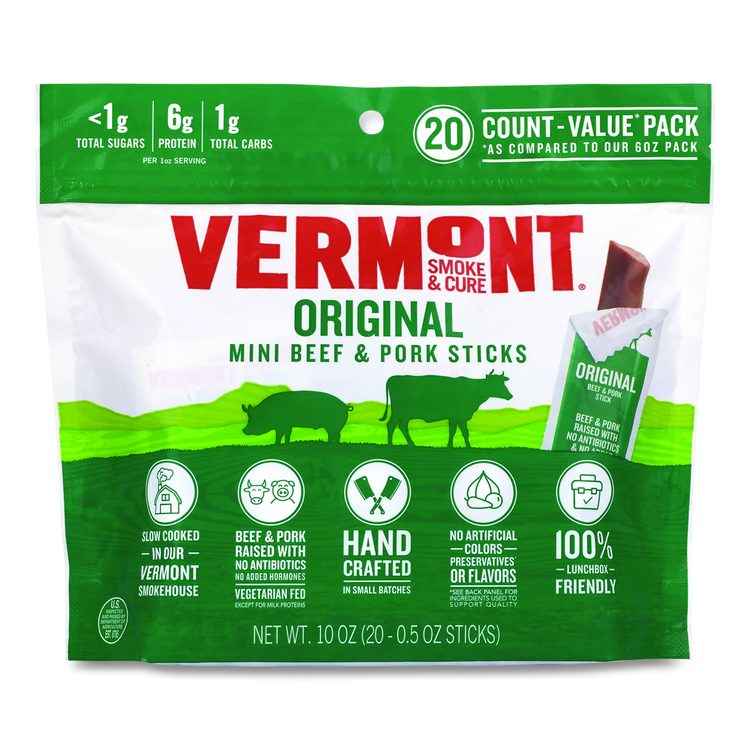 Original Flavor Mini Snack Sticks, Beef, 0.5 oz Individually Wrapped, 20/Carton