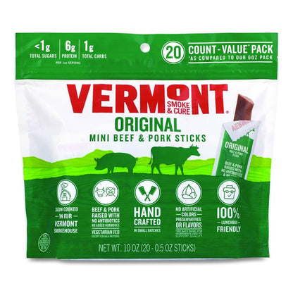 Original Flavor Mini Snack Sticks, Beef, 0.5 oz Individually Wrapped, 20/Carton