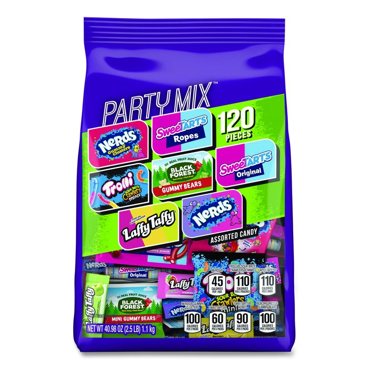 Party Mix Stand-Up Bag, 120 Pieces, Assorted Flavors, 2.5 lb Bag