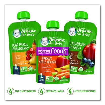 Organic 2nd Foods Baby Food Pouches, Assorted Flavors, 3.5 oz Pouch, 12/Carton