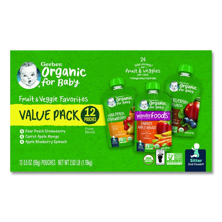 Organic 2nd Foods Baby Food Pouches, Assorted Flavors, 3.5 oz Pouch, 12/Carton