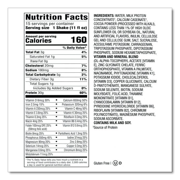 Chocolate Shake, 11 oz Single-Serve Container, 15/Carton
