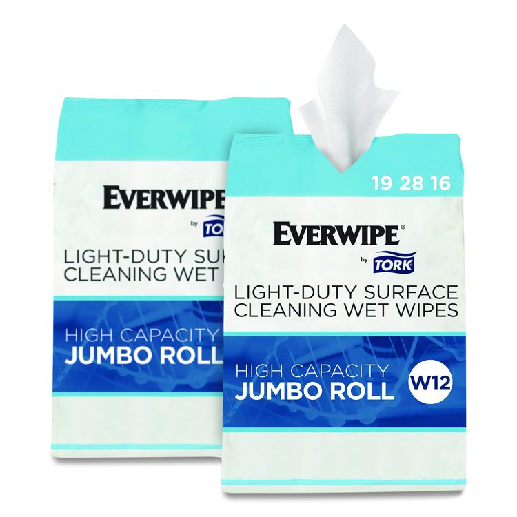 Light-Duty Surface Cleaning Wet Wipe, 1-Ply, 8 x 6, Unscented, White, 2,500 Sheets/Roll, 2 Rolls/Carton