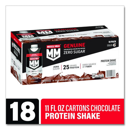 Genuine Chocolate Protein Shake, 11 oz Carton, 18/Carton