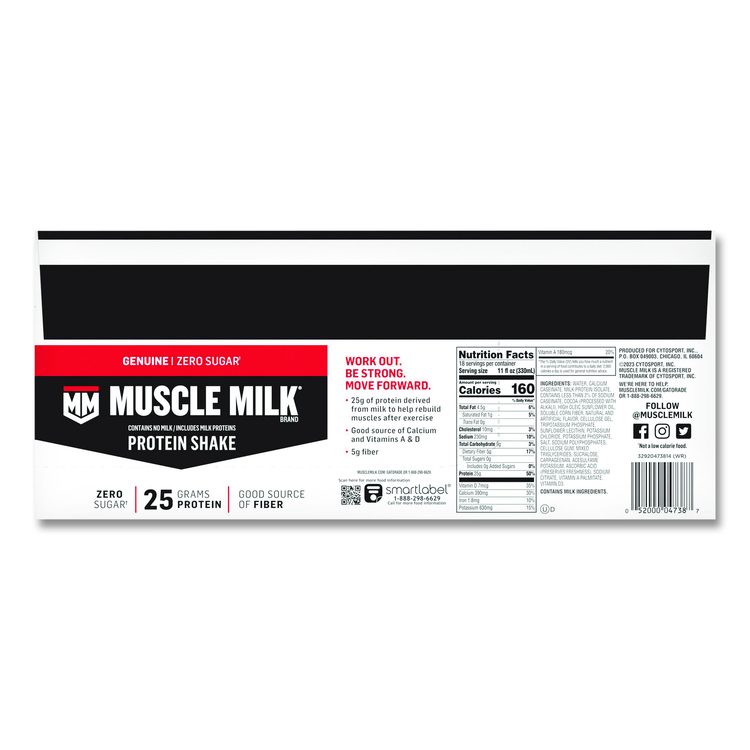 Genuine Chocolate Protein Shake, 11 oz Carton, 18/Carton