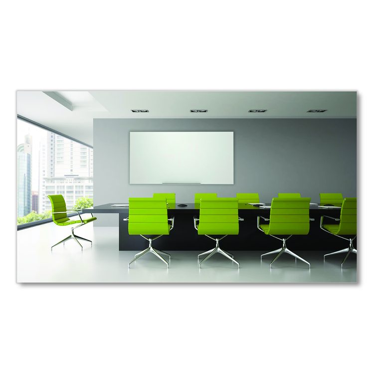 Magnetic Wall-Mounted Glass Board, 48" x 36", White Surface, Silver Aluminum Frame
