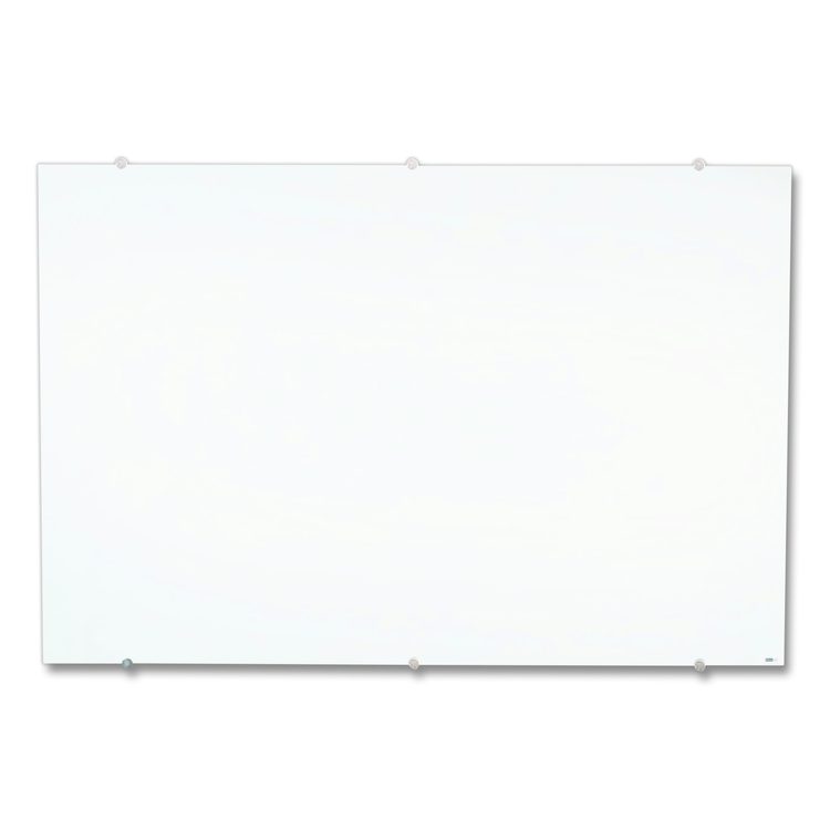 Magnetic Wall-Mounted Glass Board, 48" x 36", White Surface, Silver Aluminum Frame