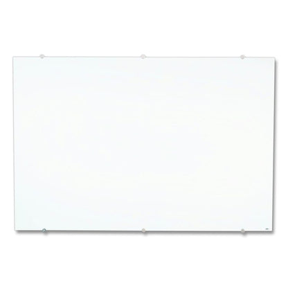 Magnetic Wall-Mounted Glass Board, 48" x 36", White Surface, Silver Aluminum Frame
