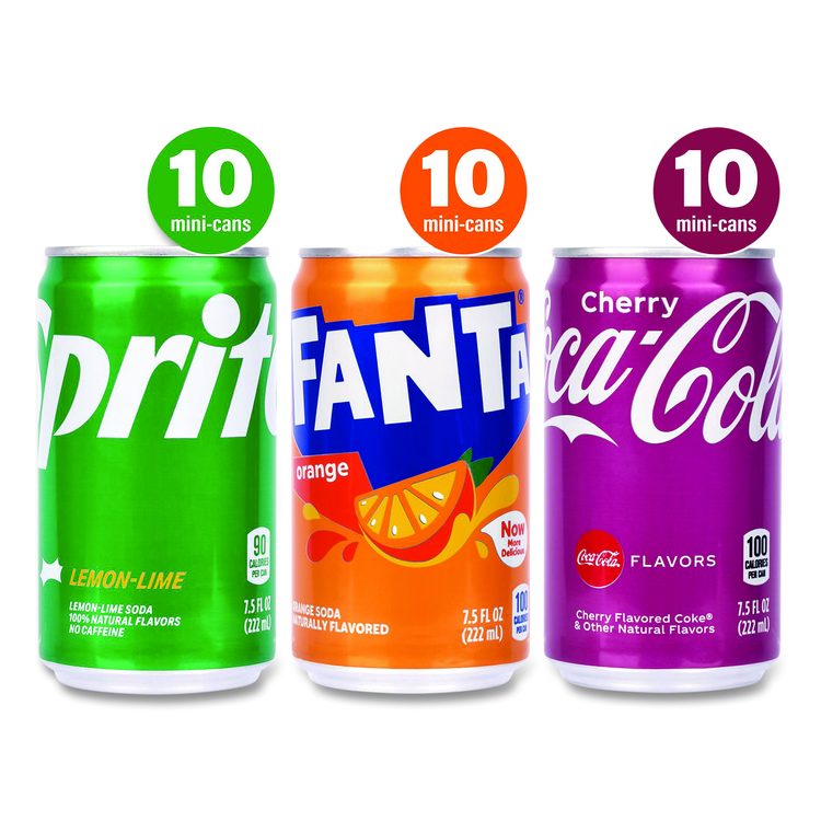 Mini Cans Variety Pack, Assorted Flavors, 7.5 oz Can, 30/Carton