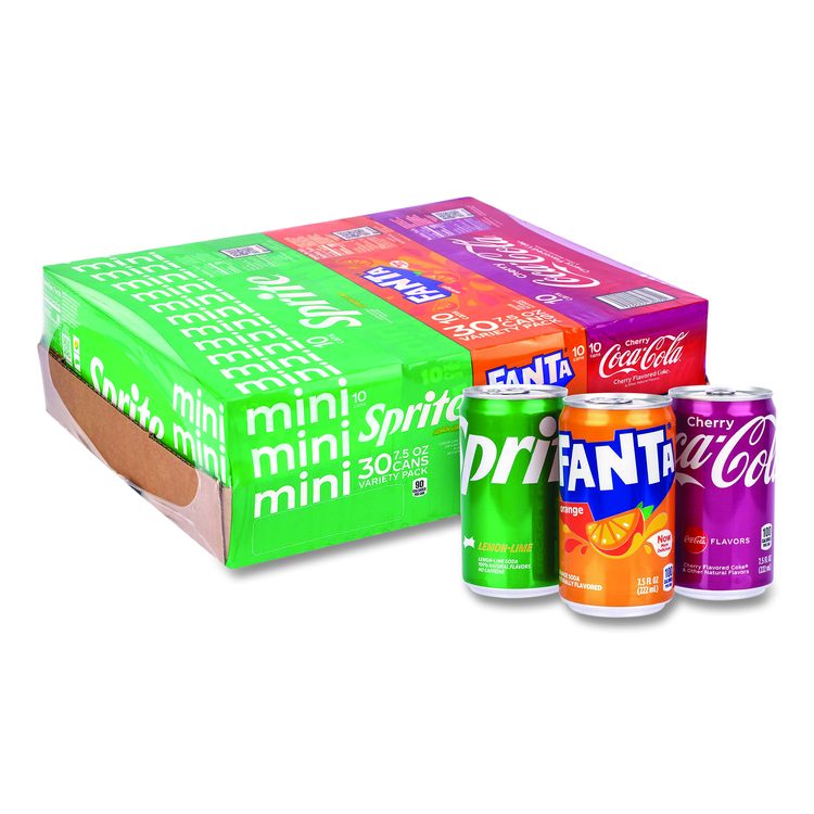 Mini Cans Variety Pack, Assorted Flavors, 7.5 oz Can, 30/Carton