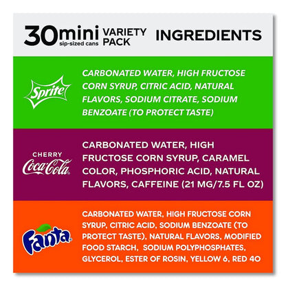 Mini Cans Variety Pack, Assorted Flavors, 7.5 oz Can, 30/Carton