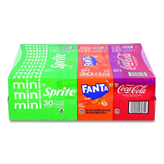 Mini Cans Variety Pack, Assorted Flavors, 7.5 oz Can, 30/Carton