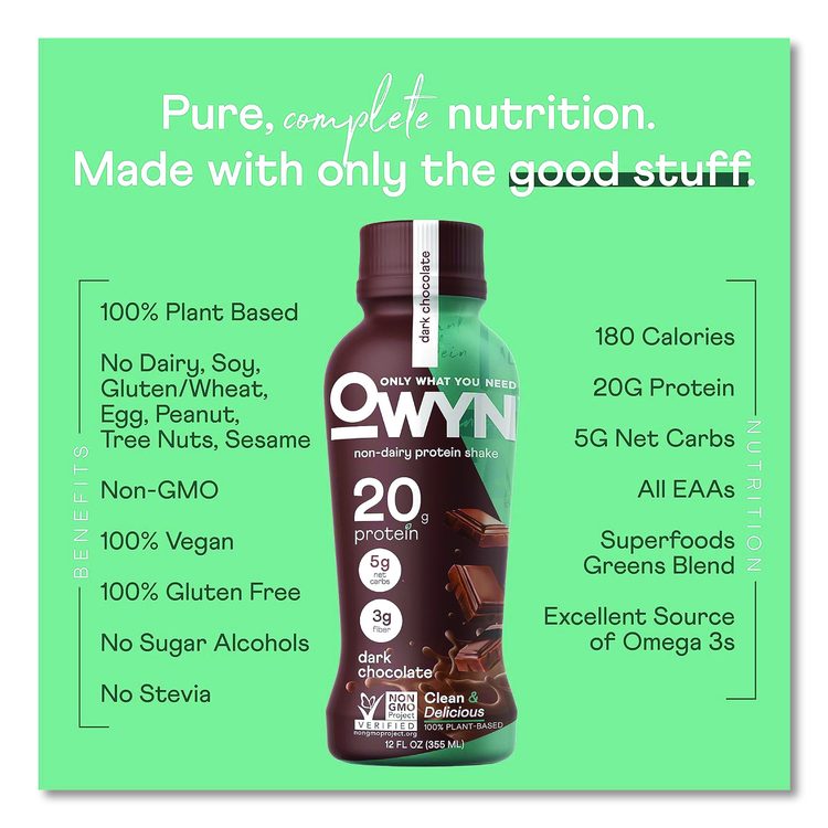 20 g Protein Drink, Chocolate, 12 oz Bottle, 12/Carton