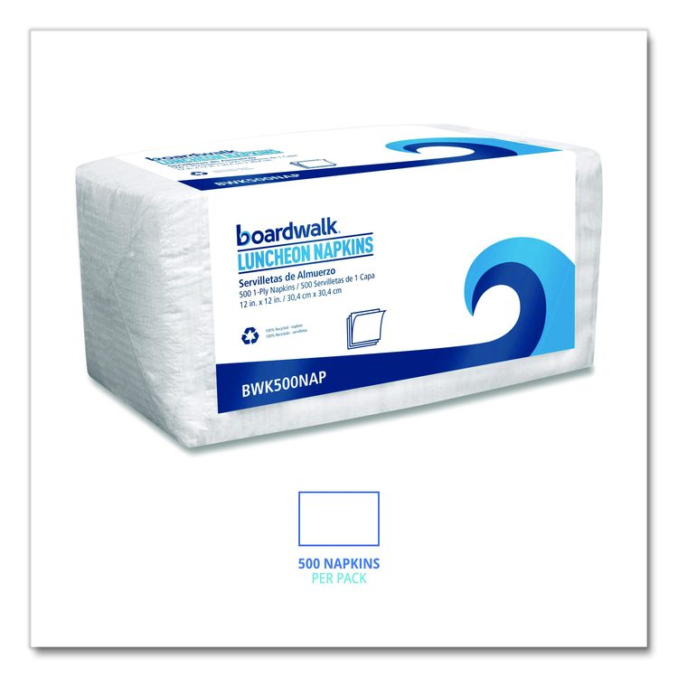 1/4-Fold Lunch Napkins, 1-Ply, 12 x 12, White, 500/Pack