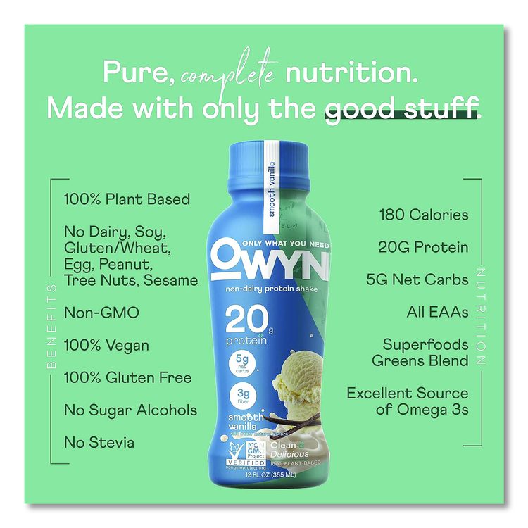 20 g Protein Drink, Vanilla, 12 oz Bottle, 12/Carton