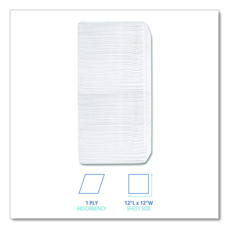 1/4-Fold Lunch Napkins, 1-Ply, 12 x 12, White, 500/Pack