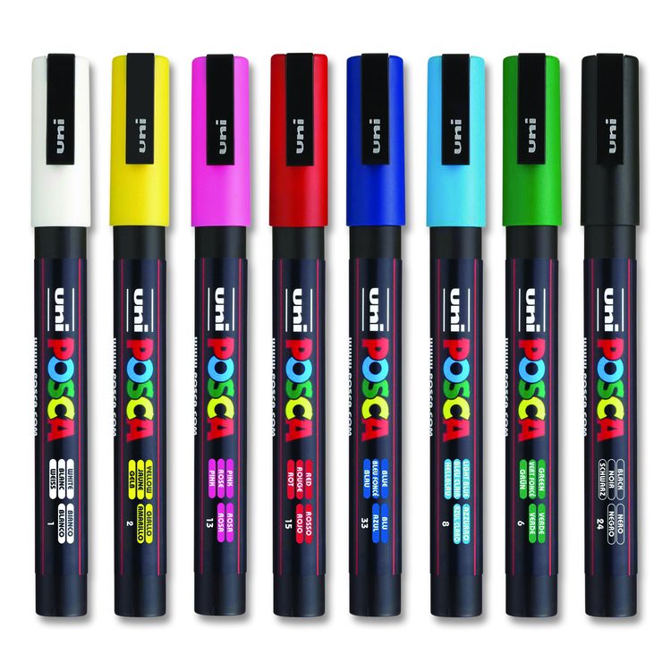 Water-Based Paint Markers, Fine Bullet Tip, Assorted Colors, 8/Pack