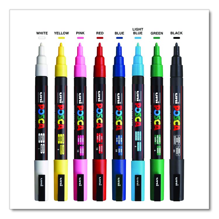 Water-Based Paint Markers, Fine Bullet Tip, Assorted Colors, 8/Pack