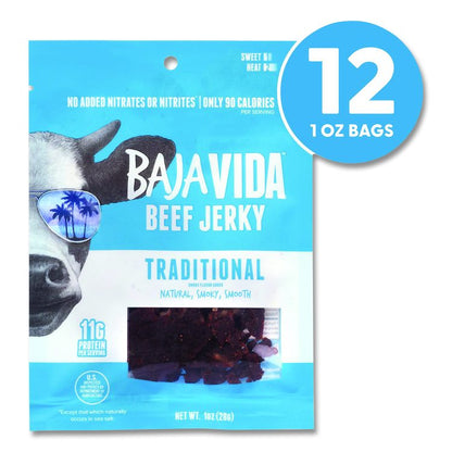 Beef Jerky Traditional Snack Pack, Original, 1 oz Packet, 12/Carton