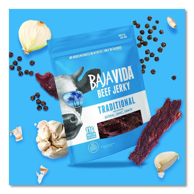 Beef Jerky Traditional Snack Pack, Original, 1 oz Packet, 12/Carton