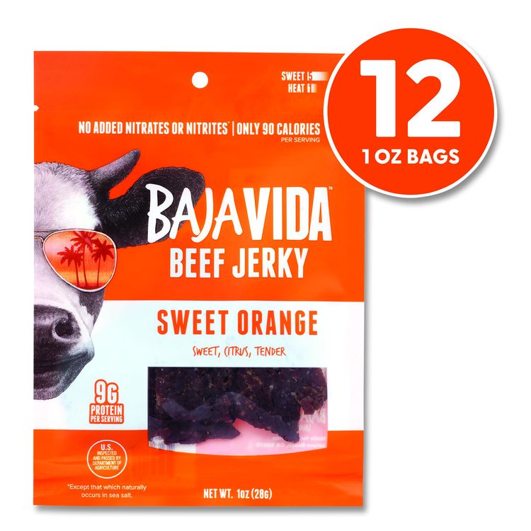 Beef Jerky Sweet Orange Snack Pack, Sweet Orange, 1 oz Packet, 12/Carton