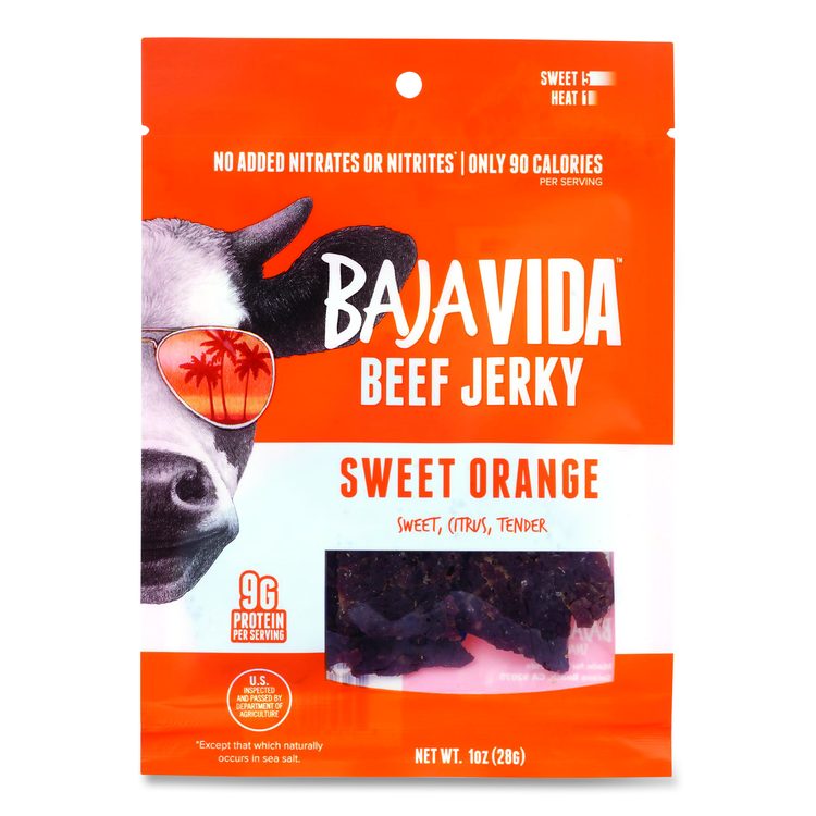 Beef Jerky Sweet Orange Snack Pack, Sweet Orange, 1 oz Packet, 12/Carton