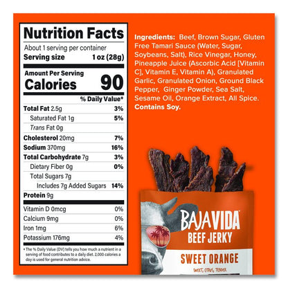 Beef Jerky Sweet Orange Snack Pack, Sweet Orange, 1 oz Packet, 12/Carton