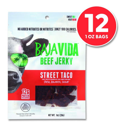 Beef Jerky Street Taco Snack Pack, Street Taco, 1 oz Packet, 12/Carton