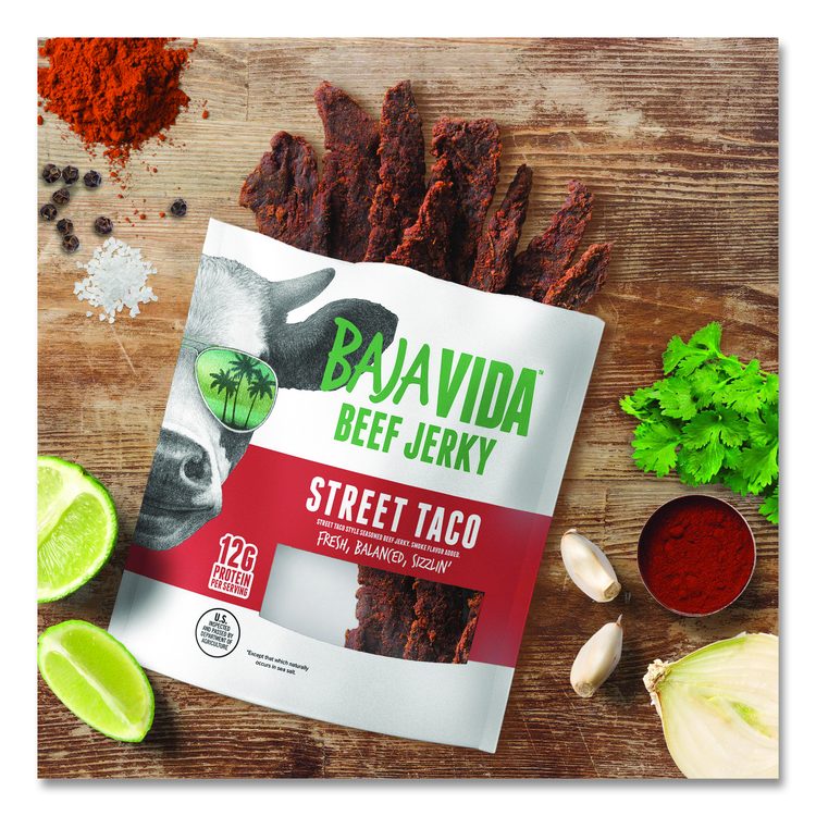 Beef Jerky Street Taco Snack Pack, Street Taco, 1 oz Packet, 12/Carton