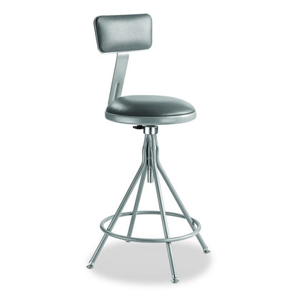 6500 Series Height Adj Heavy Duty Vinyl Swivel Stool with Backrest, Supports Up to 500 lb, 24" to 30" Seat Height, Gray