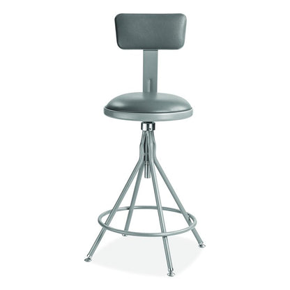 6500 Series Height Adj Heavy Duty Vinyl Swivel Stool with Backrest, Supports Up to 500 lb, 24" to 30" Seat Height, Gray