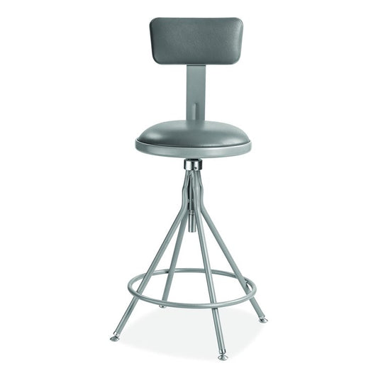 6500 Series Height Adj Heavy Duty Vinyl Swivel Stool with Backrest, Supports Up to 500 lb, 24" to 30" Seat Height, Gray