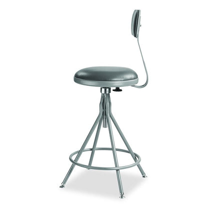 6500 Series Height Adj Heavy Duty Vinyl Swivel Stool with Backrest, Supports Up to 500 lb, 24" to 30" Seat Height, Gray