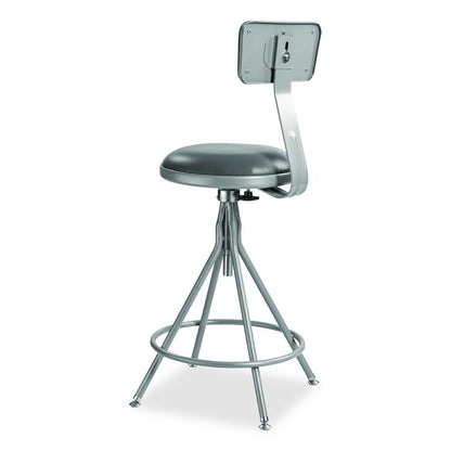 6500 Series Height Adj Heavy Duty Vinyl Swivel Stool with Backrest, Supports Up to 500 lb, 24" to 30" Seat Height, Gray