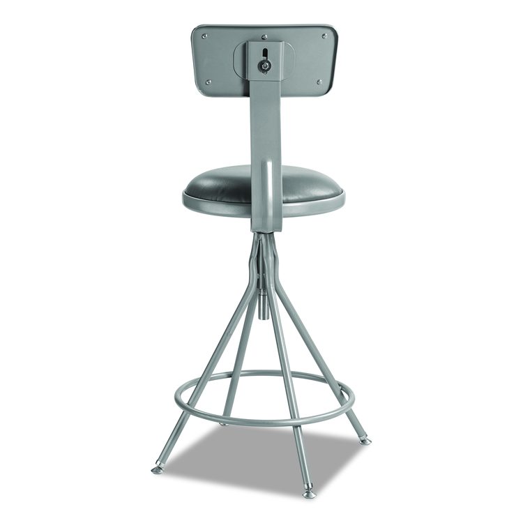 6500 Series Height Adj Heavy Duty Vinyl Swivel Stool with Backrest, Supports Up to 500 lb, 24" to 30" Seat Height, Gray